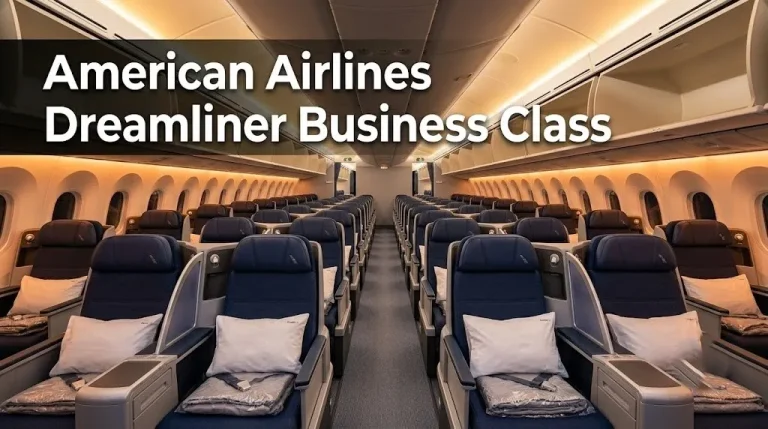 American Airlines Boeing 787 Dreamliner business class cabin interior showing 1-2-1 Super Diamond lie-flat seats for American Airlines