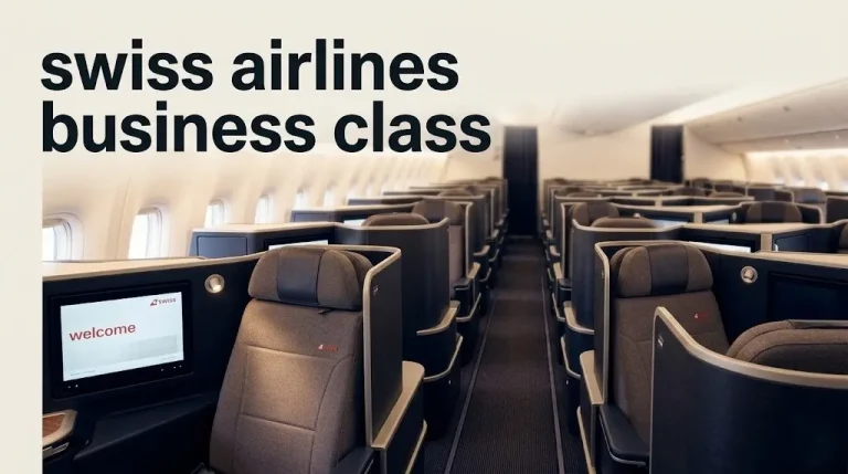SWISS airlines business class Boeing 777-300ER cabin with Thompson Aero Vantage seats in 1-2-1 staggered configuration and warm cabin lighting.