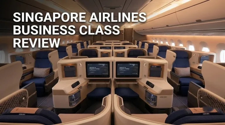 Singapore Airlines A350 business class cabin showing Symphony lie-flat seats in 1-2-1 configuration for Singapore Airlines Business Class Review.