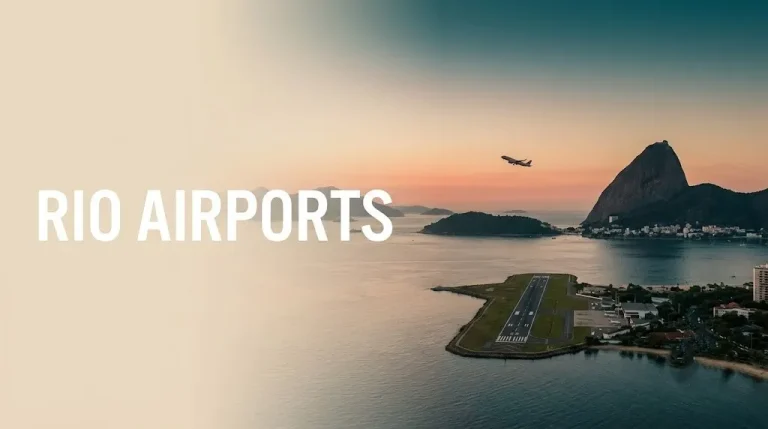 Aerial view of Rio de Janeiro's coastline representing a guide to rio airports and ground transfers.